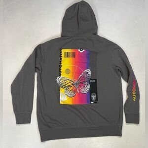 Vitriol Butterfly Graphic Pullover Hoodie Men Medium Gray